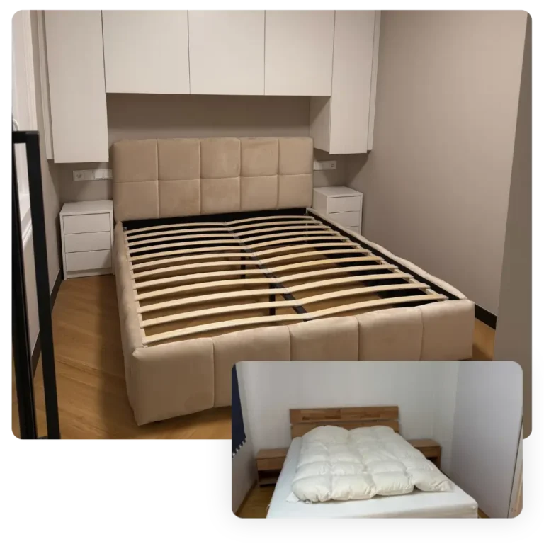 Innenausbau Vorher-Nachher – Schlafzimmer mit Einbauschränken und neuem Bett