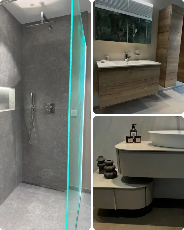 Moderne Badsanierung mit Walk-In Dusche, hochwertigen Fliesen und modernem Badezimmerdesign